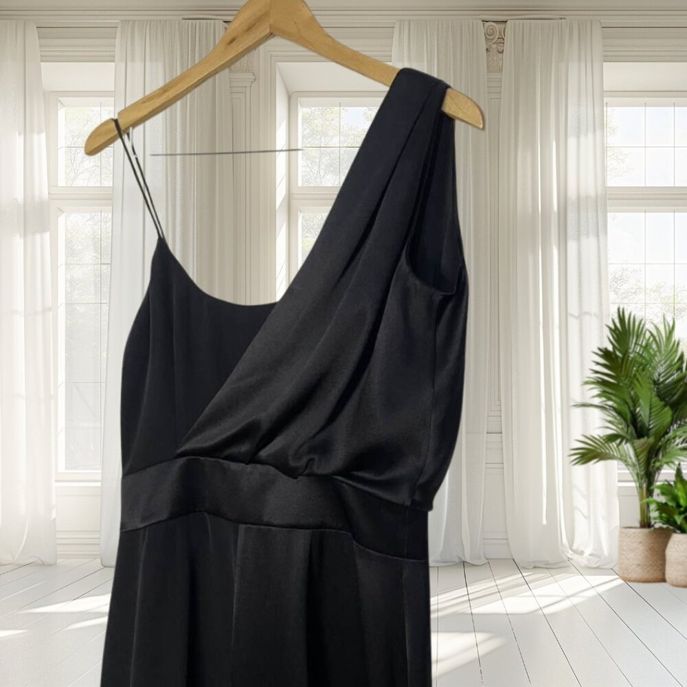 NWT Cushnie Black Asymmetrical Sleeveless Spaghetti Strap Wide Leg Jumpsuit 4 - Picture 7 of 14